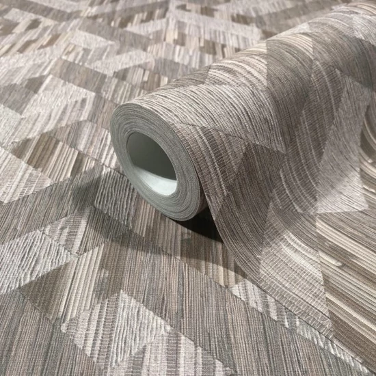 Ezüstös szürke és hűvös taupe tónusú geometriai mintás tapéta