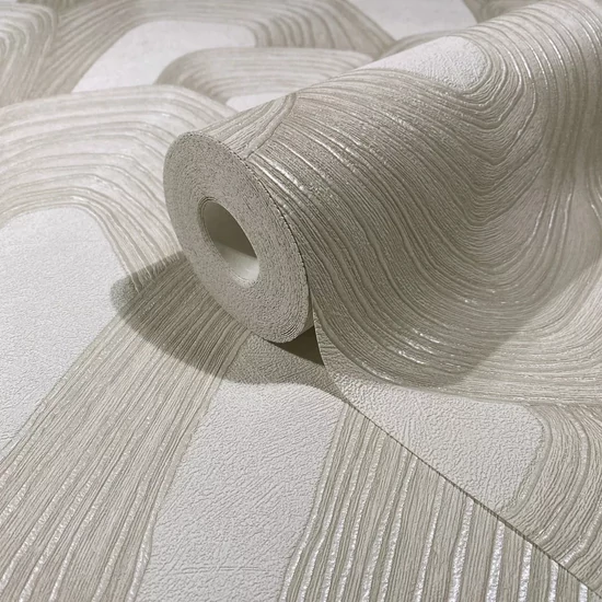 Drapp törtfehér geometriai mintás tapéta