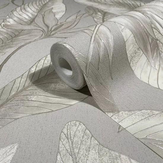 Szürke leveles tapéta