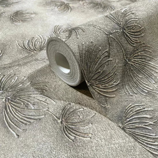 Barnásszürke virágos tapéta