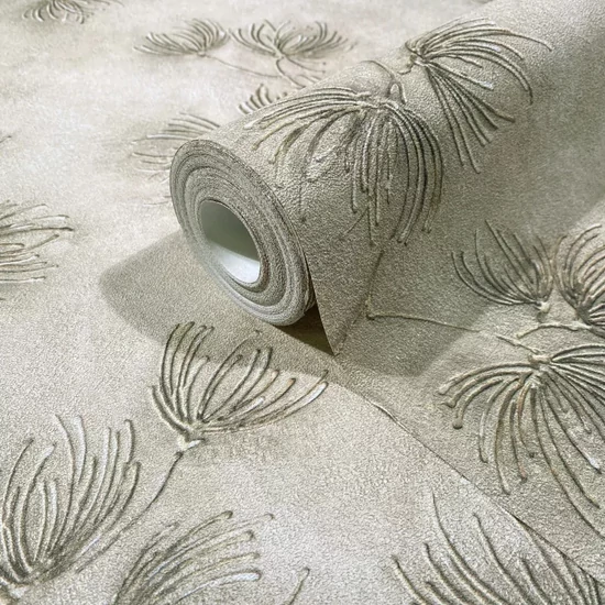 Szürkésbarna virágos tapéta