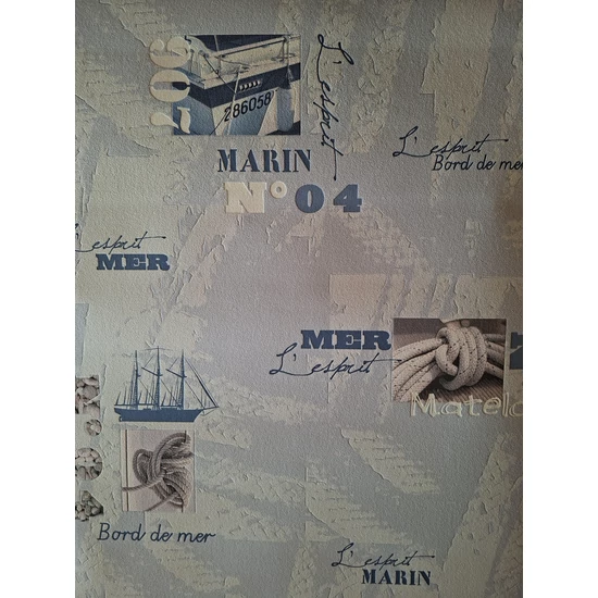 Halványkék tengerész mintás feliratos tapéta