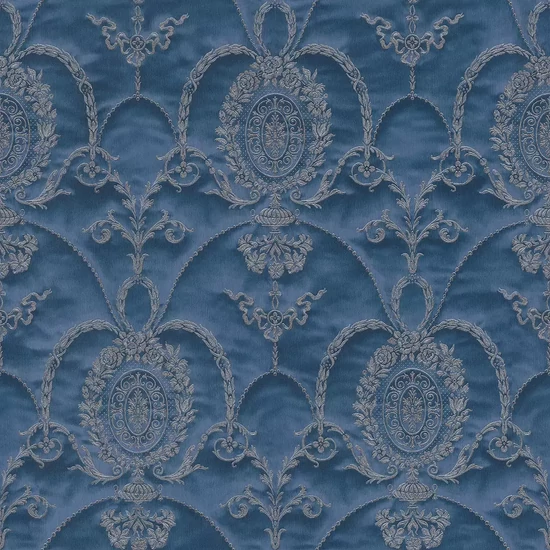 Kék színű barokk mintás tapéta