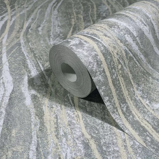 Hullámos ezüstszürke drapp színű tapéta