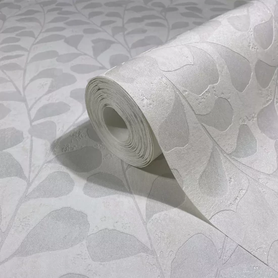 Modern fehér leveles tapéta