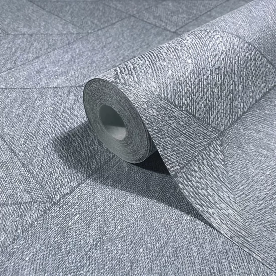 Szürkésbarna fehér geometriai mintás tapéta