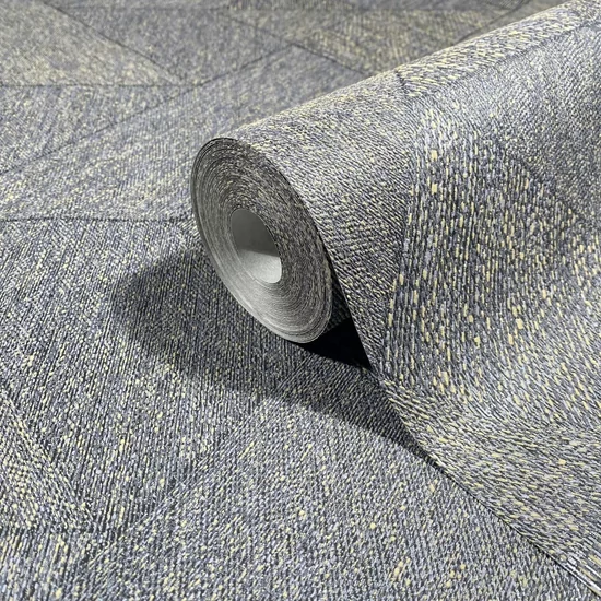 Kékesszürke bézs geometriai mintás tapéta