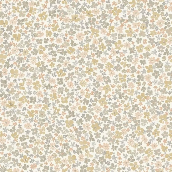 Fehér alapon szürke bézs rózsaszín okkersárga virágos tapéta