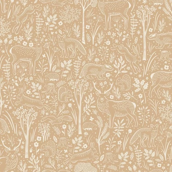 Barna alapon erdei mintás tapéta