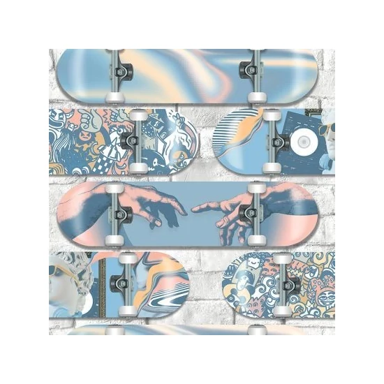 Színes gördeszka mintás tapéta