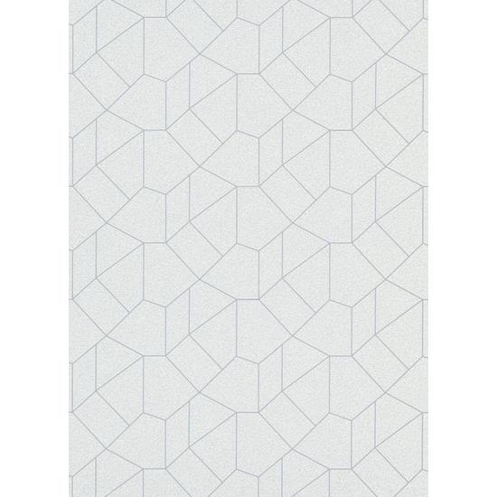 Törtfehér, ezüst, csillogó, geometriai mintás tapéta