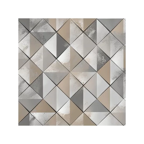 Szürke barna geometriai mintás tapéta