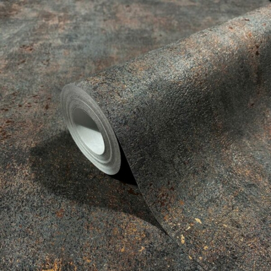 Fekete betonmintás bronz csillogású tapéta