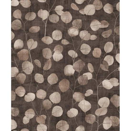 Sötétbarna alapon világosbarna leveles tapéta