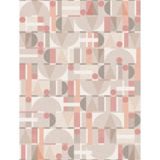 Barna bézs piros rózsaszÍn geomertiai mintás tapéta