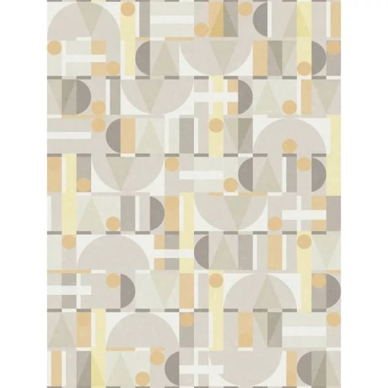 Világosszürke sötétszürke fehér citromsárga mustársárga geometriai mintás tapéta