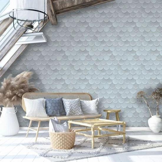 Kék cserép mintás tapéta