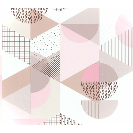 Fehér, bordó, lila, rózsaszín, geometriai mintás tapéta