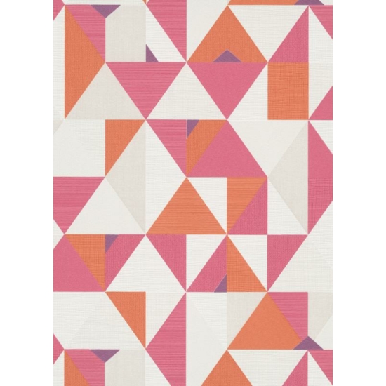 fehér, narancssárga, rózsaszín, lila, drapp, geometriai háromszög mintás tapéta
