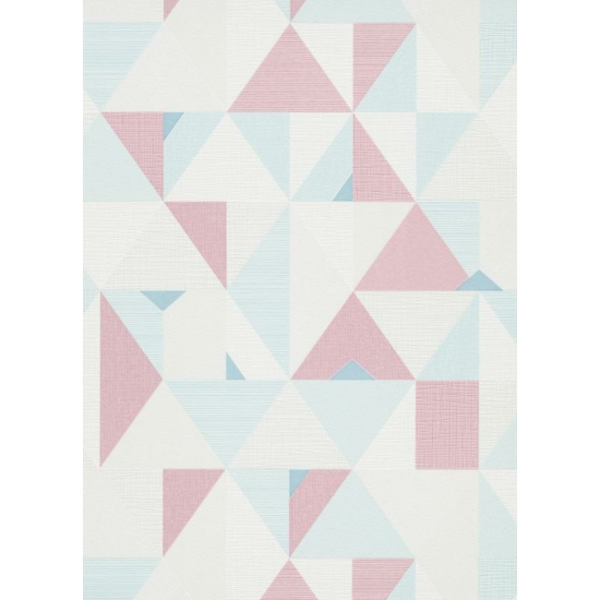 fehér, kék, rózsaszín, geometriai mintás tapéta