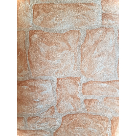 Bézs, terrakotta kő mintás tapéta