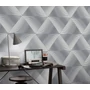 Kép 2/3 - Drapp szürke 3d geometriai mintás tapéta
