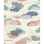Kép 1/2 - Szürke fehér alapon szürke zöld kék barna bézs felhő mintás tapéta