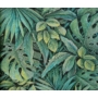 Kép 1/2 - Fekete alapon, zöld, sárga, vörös, leveles tapéta