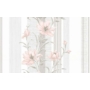 Kép 1/2 - Fehér, szürke, csíkos alapon, rózsaszín virágos tapéta