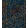Kép 1/2 - Sötétkék, arany, márvány alapon, geometriai mintás tapéta